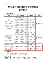 同陽科技入選2020年中國標(biāo)準(zhǔn)創(chuàng)新貢獻獎天津市推薦名單